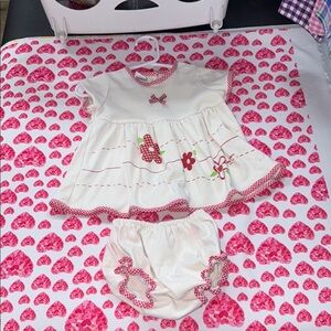 Charming White and Red Kids Dress Set